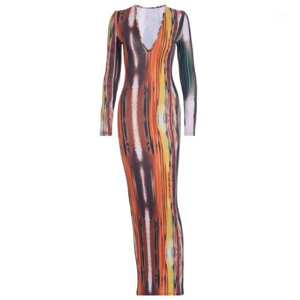 

women long sleeve deep v-neck colorful striped bodycon maxi dress clubwear y1qd1, Black;gray