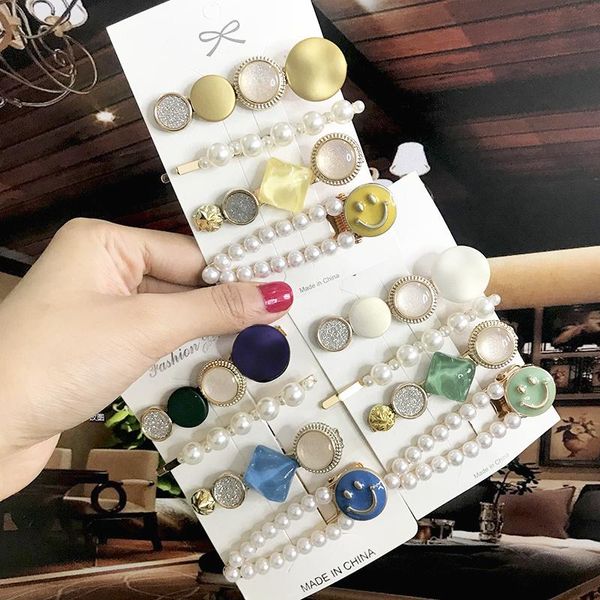 

hair accessories 4pcs/set pearl crystal clips fashion frosted bead simail barrettes for women girls bling gold pins