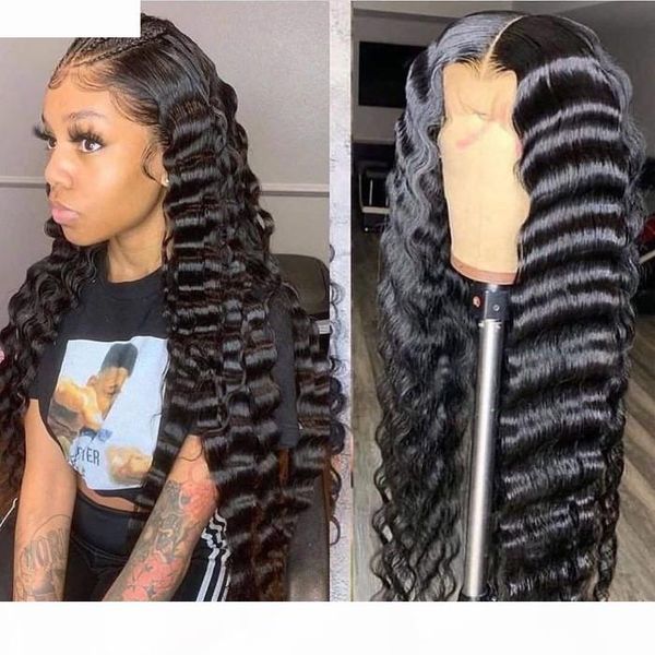 

celebrity wig lace front wigs deep wave natural color 10a grade virgin indian human hair full lace wigs for black wig ing, Black;brown