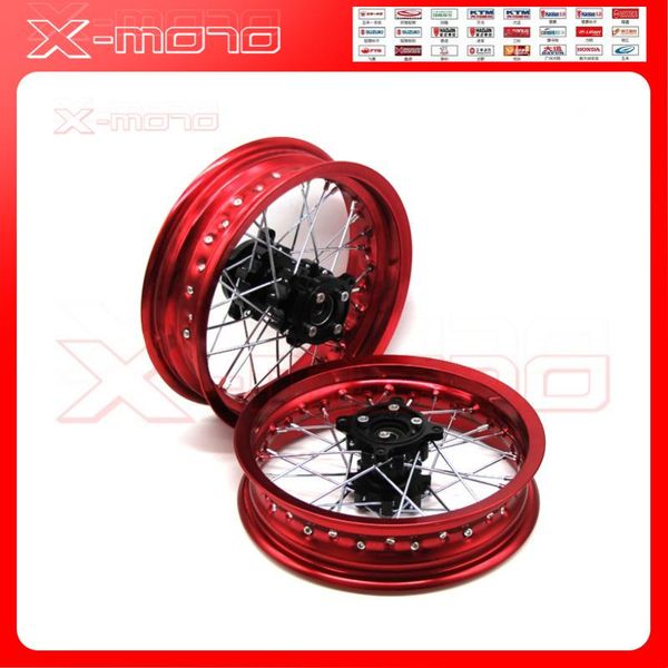 

pit bike rims 15mm hole 3.00x12"inch & 2.50-12inch front and rear wheel whit cnc hub dirt bike crf kayo bse apollo part