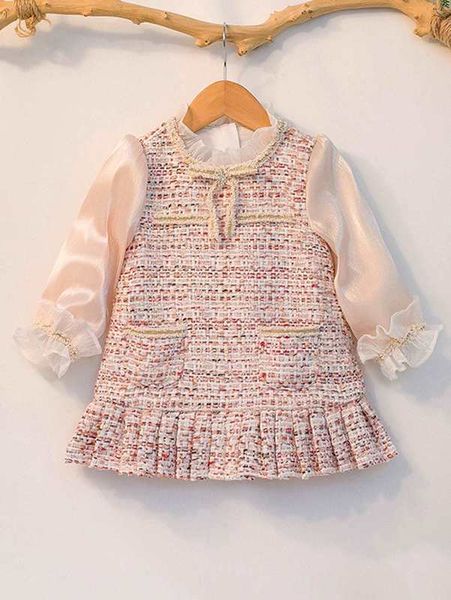 

toddler girls flounce sleeve ruffle hem tweed dress she, Red;yellow