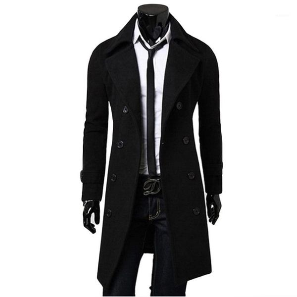 

men's trench coat men classic double breasted trench coat masculino clothing long thick jackets coats british style overcoat 4xl1, Tan;black