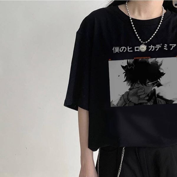 

cartoon boku no hero academia tshirt bakugou midoriya iida my hero academia school t-shirt cosplay costume amine t shirt girls, White