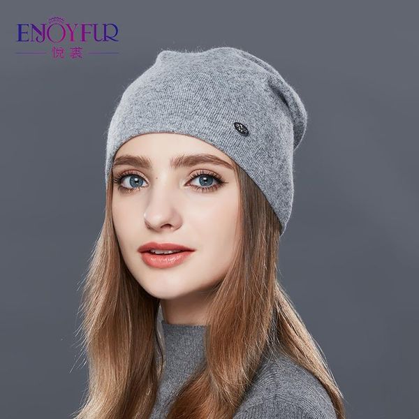 

beanie/skull caps enjoyfur autumn winter thick warm wool hats for women good quality hat cap girls female, Blue;gray