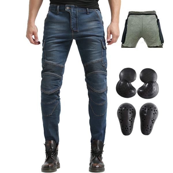 

2021 new aramid men motorcycle riding biker pants motocross racing jeans with 4 x upgrade ce armor knee hip pads blue s-3xl alzw
