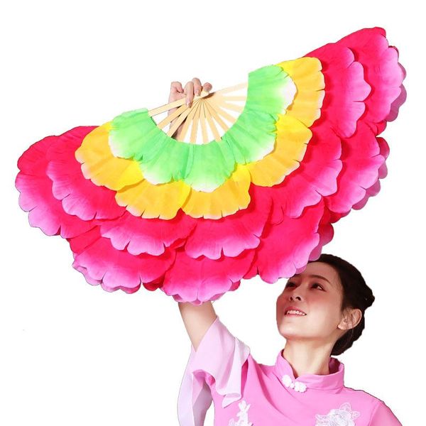 

party favor chinese dance fan peony yangge square performance flower fans eventail a main abanico para boda de mano