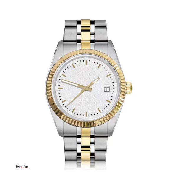 

men's luxury automatic mechanical watch prince princess requin brand m74033 gold silver stainless steel case white three-hand calendar, Slivery;brown