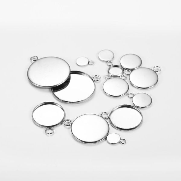 

20pcs/lot 6 10 14 18 25mm stainless steel cabochon base tray bezels blank setting for bracelet pendant jewelry making supplies wmtvqs
