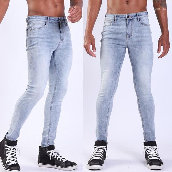 

men's jeans fashion men skinny slim fit pant casual long trouser1, Blue