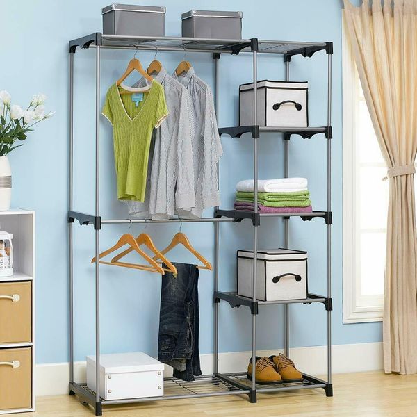 

closet organizer storage rack portable clothes hanger home garment shelf rod g68