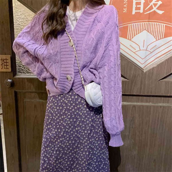 

women's knits & tees female cardigan purple mesh sweater, solid colors, loose charm, soft outer garment fxoc, White