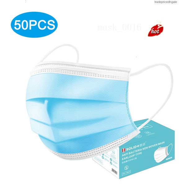 

face quality in mask high stock blue disposable non woven ear loop 3ply dust mascarillas mouth 50pcs masks by fedex pmqe w35p
