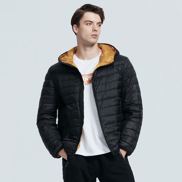 

2020 new lightweight men's down coat stylish casual men jacket male hooded apparel brand men clothing, Black