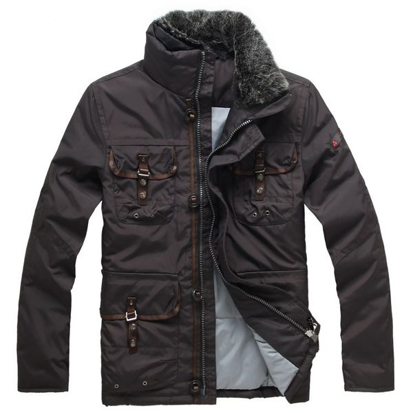 

2020 doudoune peuterey italy mens homme brand down more uniform pocket with detachable fur collar down jacket coat, Black