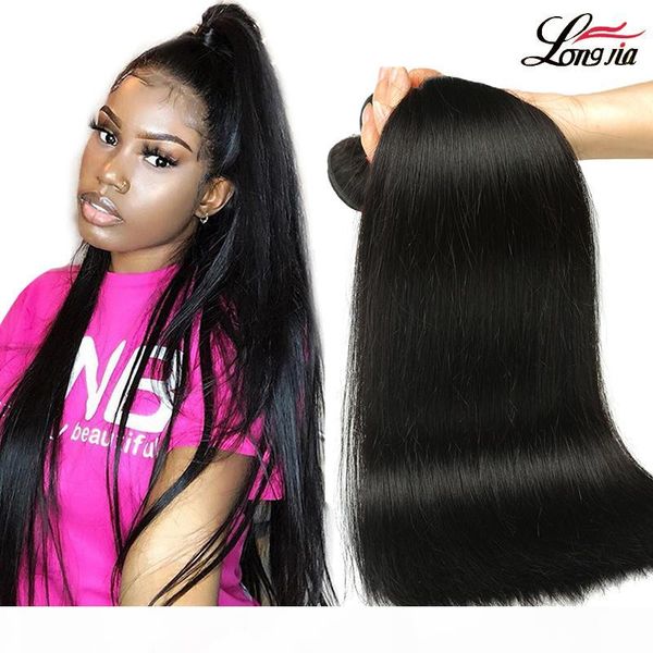 

brazilian straight hair 3 or 4 bundles human hair extensions double weft remy straight hair weave bundles 8"-28"natural color, Black