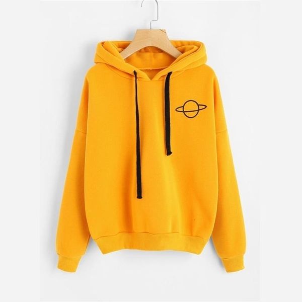 

2021 oversized hoodies planet sweatshirt cord with hood loose long female pullovers sleeve xsf9, Black