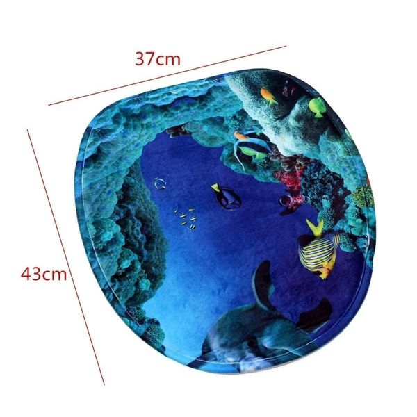 

3 pcs/set 50*80*0.8cm bathroom flannel non-slip underwater world blue shark pedestal rug + lid toilet cover + bath qyljeg sweet07