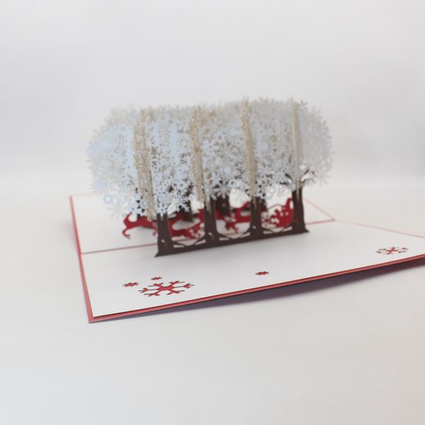 

new fashion handmade creative 3d pop up cartoon christmas deer forest greeting cards festive party supplies