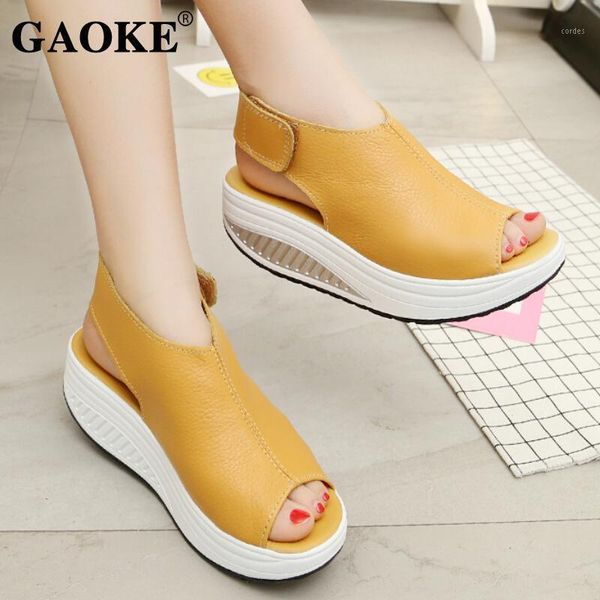 

5 styles summer women sandals platform wedges sandals leather swing peep toe casual shoes women walk shoes flats size 35-431, Black