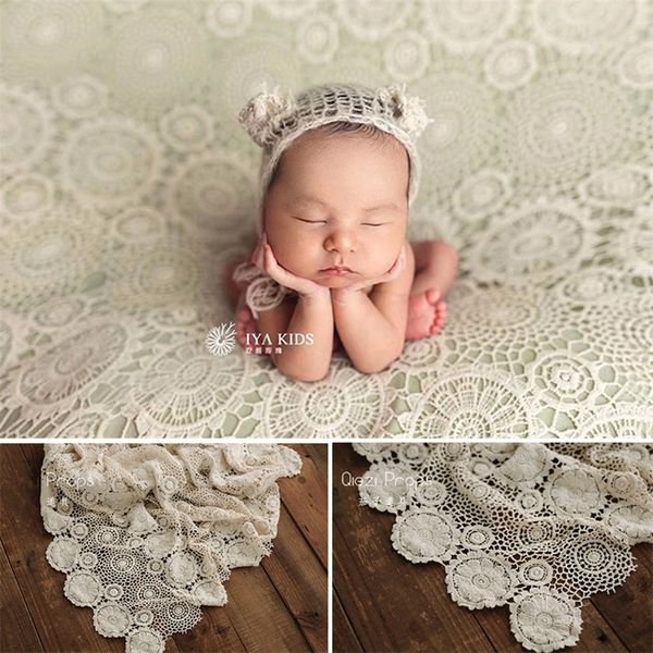 Puntelli appena nati per la fotografia Vintag Lace Cotton Background Blanket Studio Baby Shooting Mats Baby Photo Accessori Tovaglia LJ201014