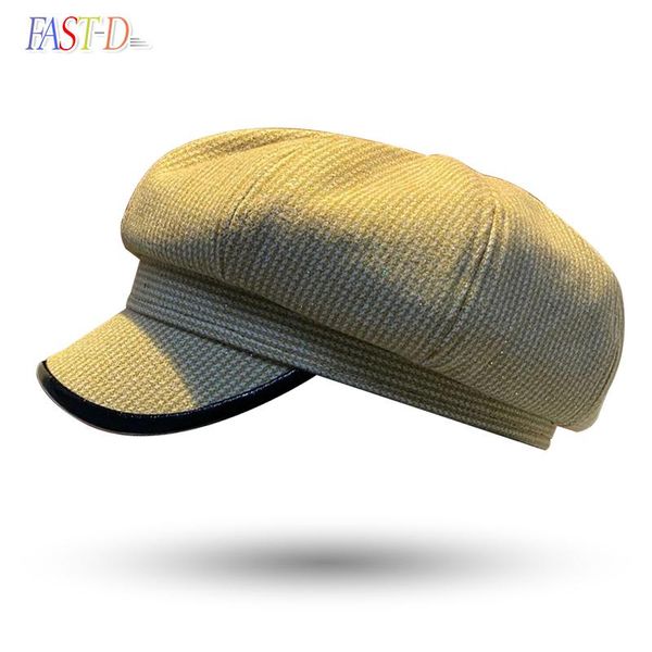 

stingy brim hats 2021 spring women autumn octagonal kpop style casual all-match hat caps for artist british solid berets cap, Blue;gray