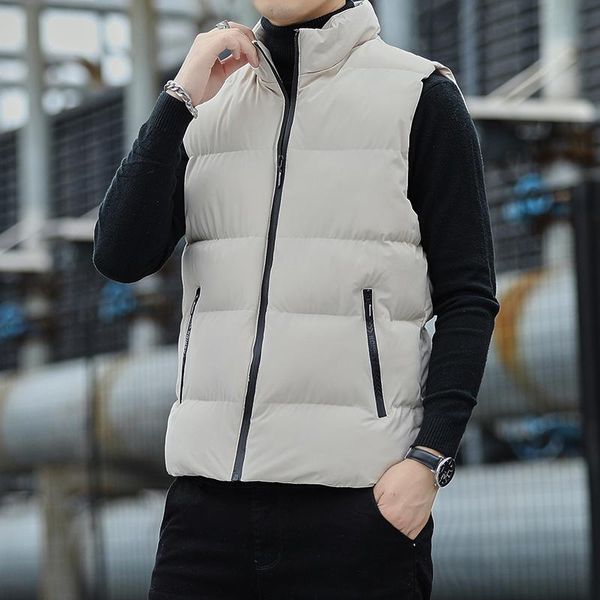 

sleeveless jacket men's down cotton vest men's loose large size plus fat warm waistcoat vest trend jacket men winter, Black;white