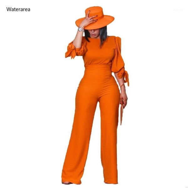 

2020 vintage summer new women set fashion lantern sleeve & straight long pants suit tracksuit two piece set female outfit1, White