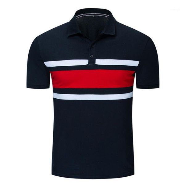 

contrast color striped men's shirt cotton breathable male business shirt summer short sleeve turn-over collar polos1, White;black