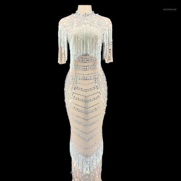 

mesh silver crystals chains long dress women wedding birthday celebrate evening transparent prom rhinestones1, Black;red