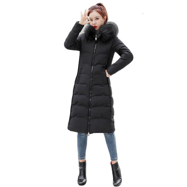 

2021 new black female winter jacket m-4xl plus size skin with hood parkas new korean autumn released thick down cotton woman's coat