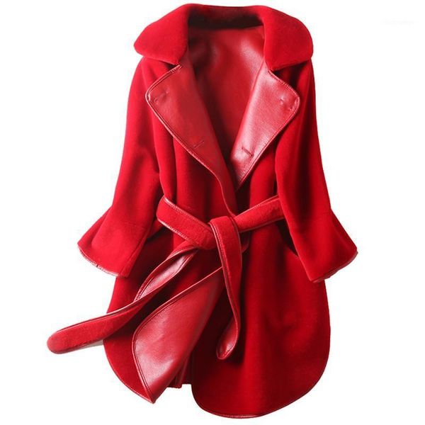 

2019 winter new women real real fur coat sheep shearing jacket female casual warm natural 100% wool lamb fur overcoats e031, Black