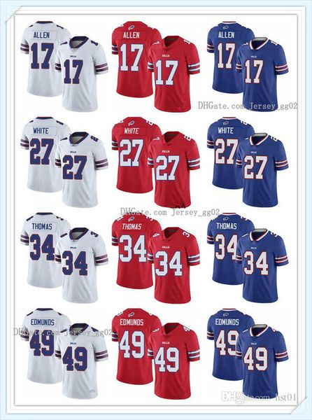 

new mens womens youth buffalo bills nfl tremaine 49 edmunds thurman 34 thomas josh 17 allen football jerseys custom, Black;red