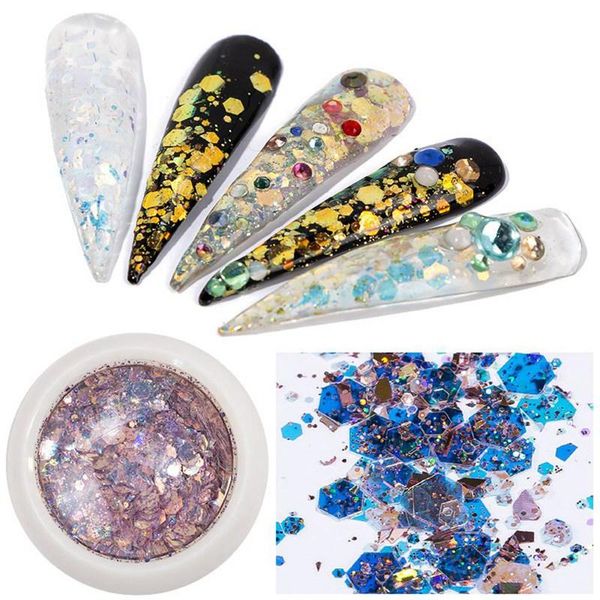 

chameleon effect yucca flake for nails sequins mirror glitter powder chrome pigment glitter for nails dust, Silver;gold