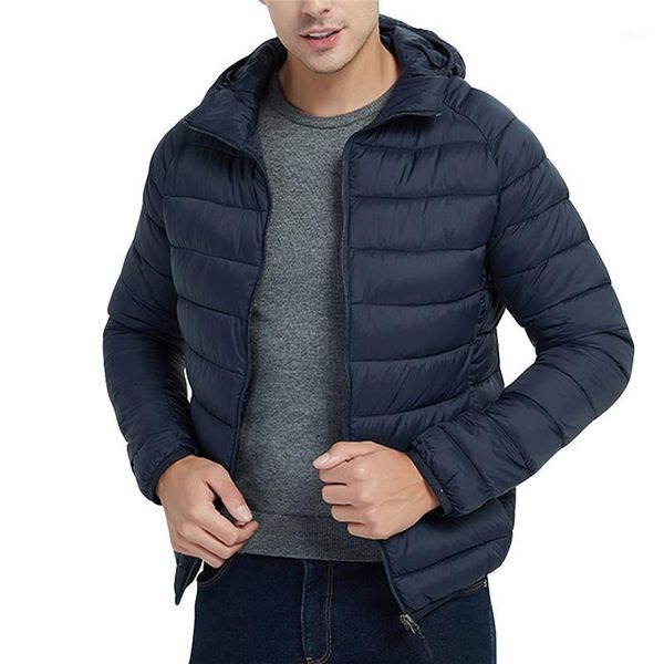 

men casual jackets autumn&winter style light weight feather down cotton coat hooded coat warm outwear sport costume1, Black;brown
