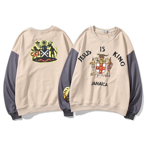 

new men and womens hoodie street fashion kanye west jesus is king jamaica long sleeve pullover mens designer hoodies, Black