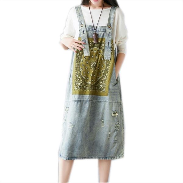 

women dress suspenders tank patchwork one piece sleeveless big loose oversized denim casual vintage for summer spring a09081352, Black;gray