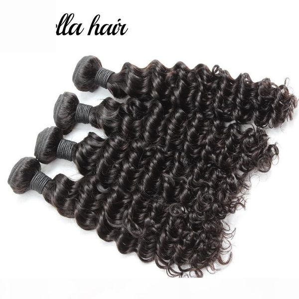 

10"-24" 100% brazilian hair weave 4pcs lot human hair bundles deep wave hair extensions products dhl natural color, Black