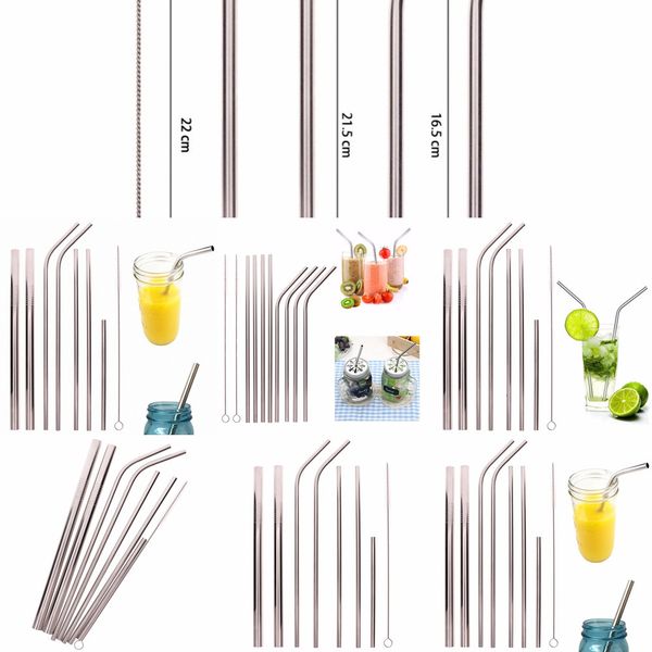 

factoryrx7zcocktail 10/8//5/pcsstainless straws steel drinking metal with reusable cleaner brush #271576 ojvu#
