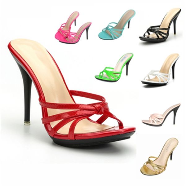

popular slippers will see crutches casual women's shoes high-heeled bombs in peep toe stilettos slippers., Black