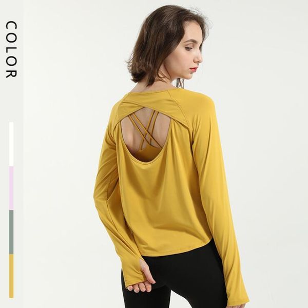 

yoga outfits women loose shirts o-neck gym workout fitness running sport quick dry sportswear1, White;red