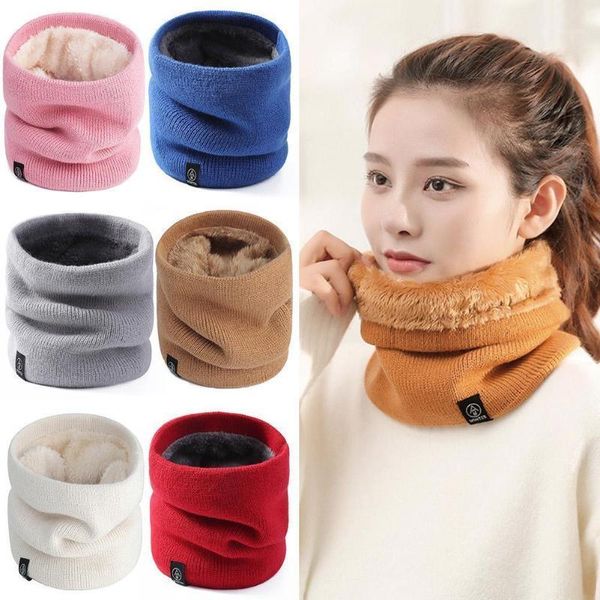 

casual women winter scarf knitted ring scarves for men warm fashion solid scarf kids neckerchief color thick j2a91, Blue;gray