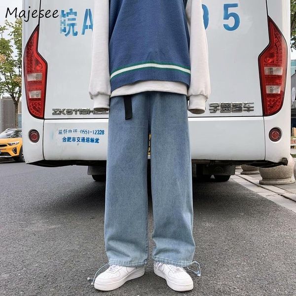 

men's jeans men fashion harajuku straight loose bundle denim trousers solid oversize 3xl chic hip hop all-match streetwear ins, Blue