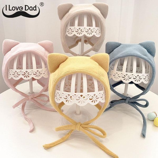 

hair accessories autumn winter warm born baby hat cute cartoon cat elk ear boy girl cap protection hats solid color kids beanie bonne, Slivery;white
