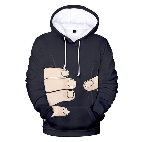 

hara big full hoodie sweatshirt men women streetwear hoodies pullover juku hooded sweatshirt hooded 3d casual finger 3d print svpbv, Black