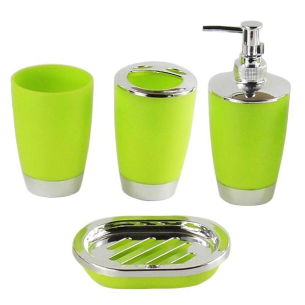 

4 pcs/set bathroom suit plastic shampoo press bottle wash gargle cup toothbrush holder soap dish bath accessories tb sal