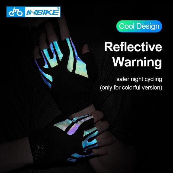 

inbike 2020 new men's cycling gloves half finger reflective mtb road bike gloves women sport fitness riding bicycle gloves bbydfl bdeho, Black