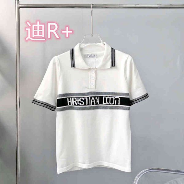 

2022 factory wholesale new chaodi r + summer casual lapel polo t-shirt breathable bead silk women's short sleeve, White