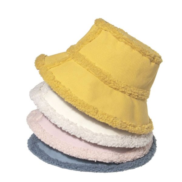 

red hat womens all-match plus velvet lamb fisherman hat autumn and winter keep warm plush student bucket hats jllfcj yeah2010, Black;white