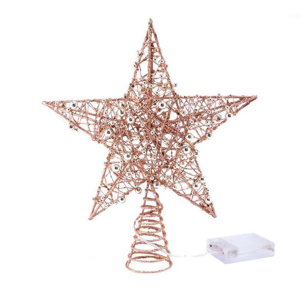 

1pc iron star christmas tree er with led light glitter star christmastree er 5 point festival treedecor1
