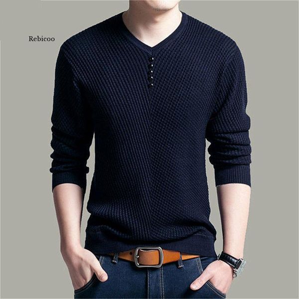 

sweater men casual v-neck pullover shirt autumn winter slim fit long sleeve mens sweaters knitted cotton pull homme top, White;black